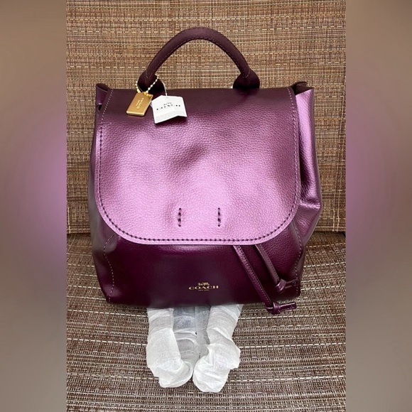 NWT Coach Metallic Purple Convertible Backpack - Picture 1 of 9